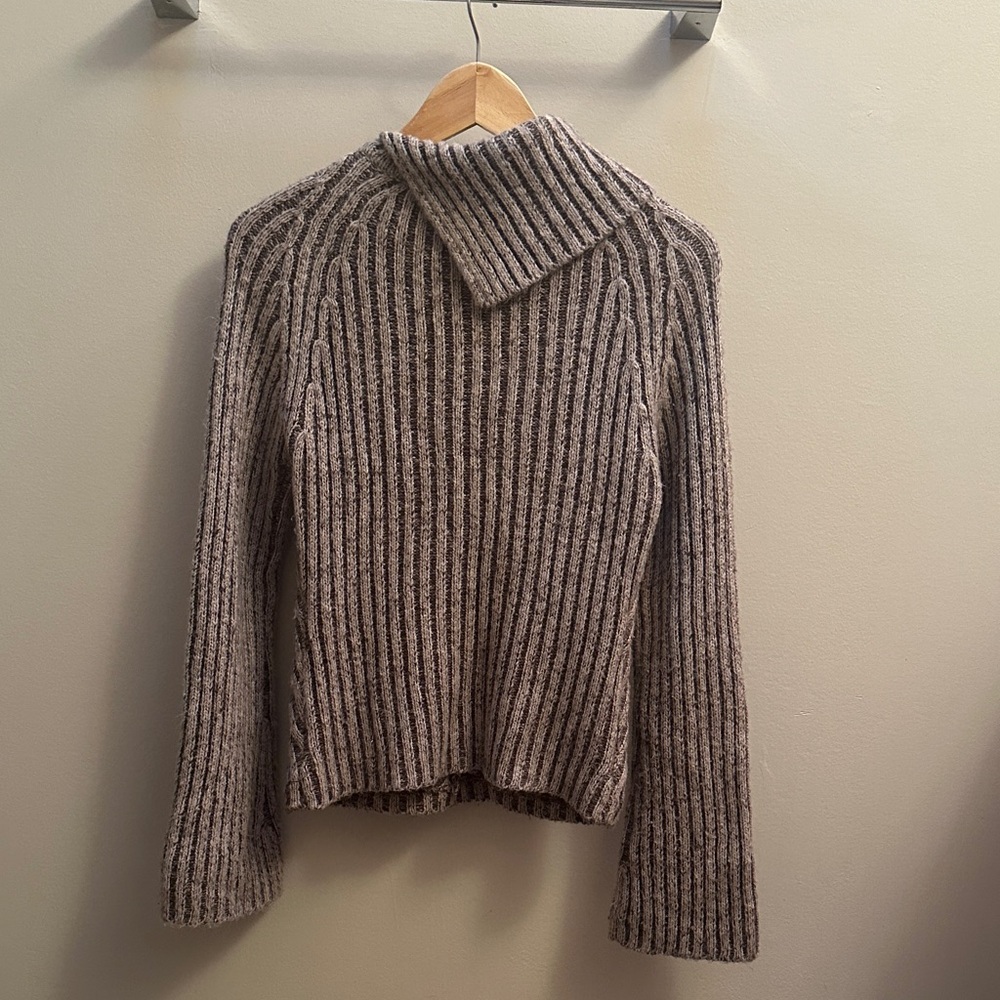 SO Ribbed Cowl Neck Sweater - Brown SZ S